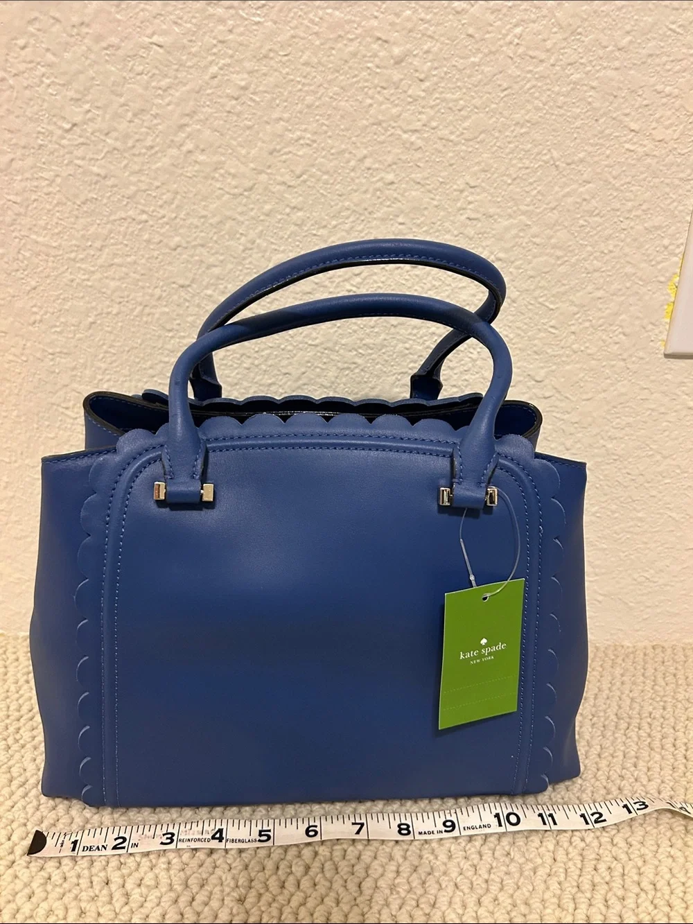 NWT kate spade cobalt blue scalloped top-handle satchel